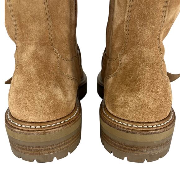 Jimmy Choo Cora Suede Tan Combat Moto Boots - Picture 12 of 16